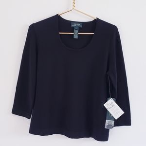 Lauren Ralph Lauren Black 3/4 sleeve top size L